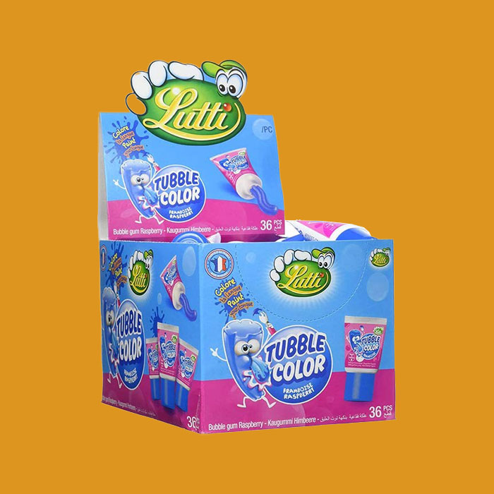 Tubble gum peint la langue bleu Lutti 36 pièces