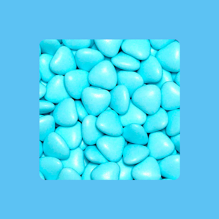 Dragée mini coeur chocolat turquoise 1 kg