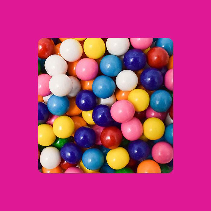 billes de chewing-gum multicolores (100g)